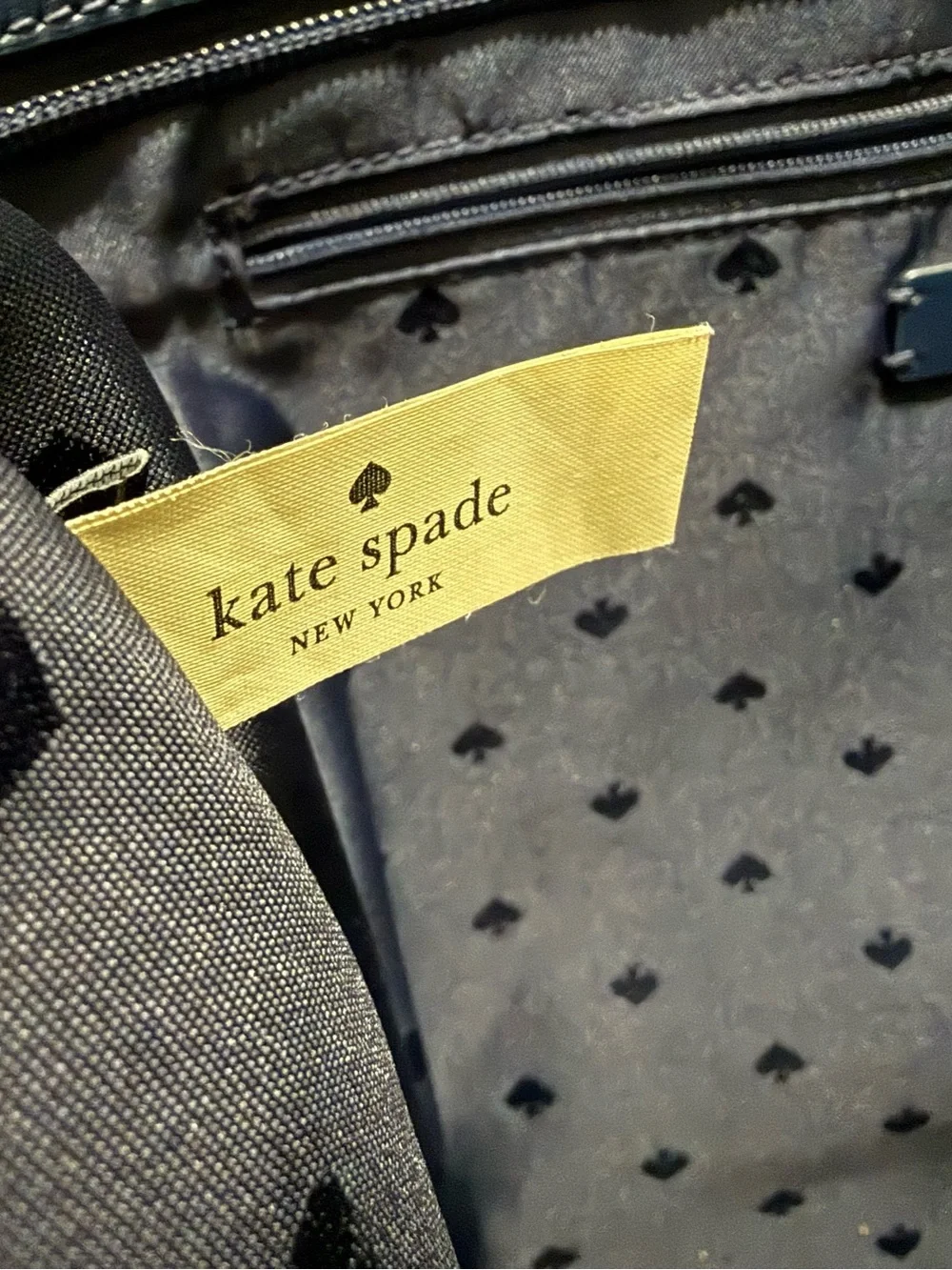 kate spade New York navy blue Leather Tote Bag